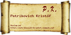 Petrikovich Kristóf névjegykártya