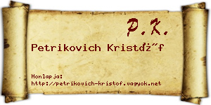 Petrikovich Kristóf névjegykártya